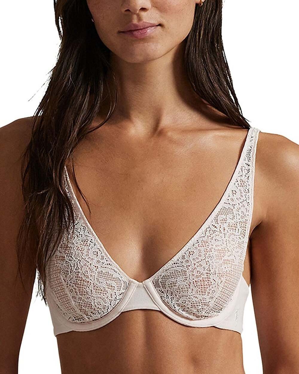 Polo Ralph Lauren Galloon Lace Plunge Bra Garden Rose Size 40D 4277